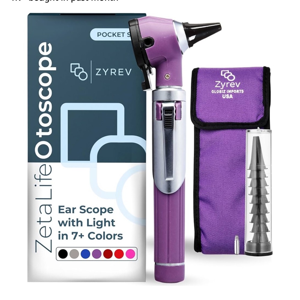 NWT Zyrev ZetaLife Otoscope/Ear Scope w Light, Ear Infection, Pocket Size Purple